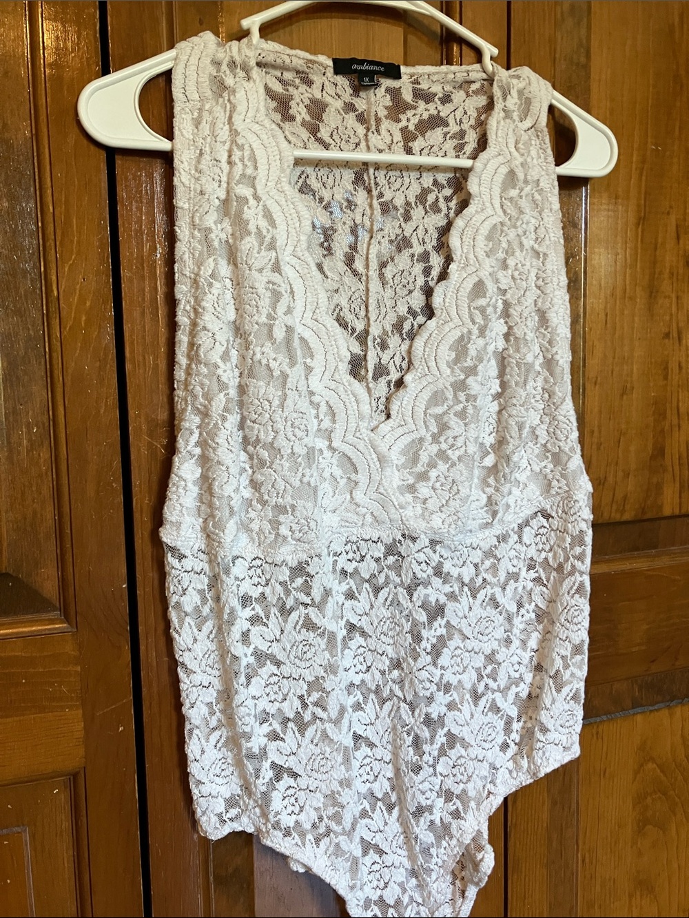 Ambiance Cream Lace V-Neck Bodysuit NWOT with a stunning 14K Heavy Gold Plated
